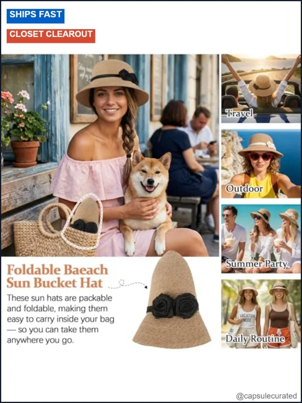 Elegant Straw Sun Hat with Handmade Crochet Flowers Wide Brim Fedora UPF